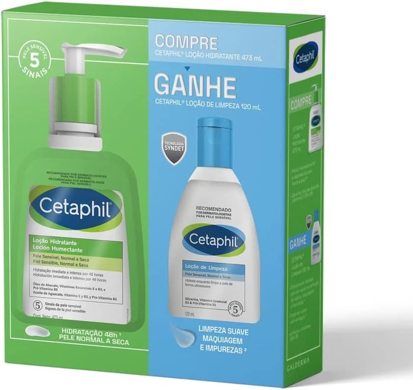 KIT COMPRE GANHE CETAPHIL LOÇÃO HIDRA 473ML + LOÇÃO LIMPEZA 120ML