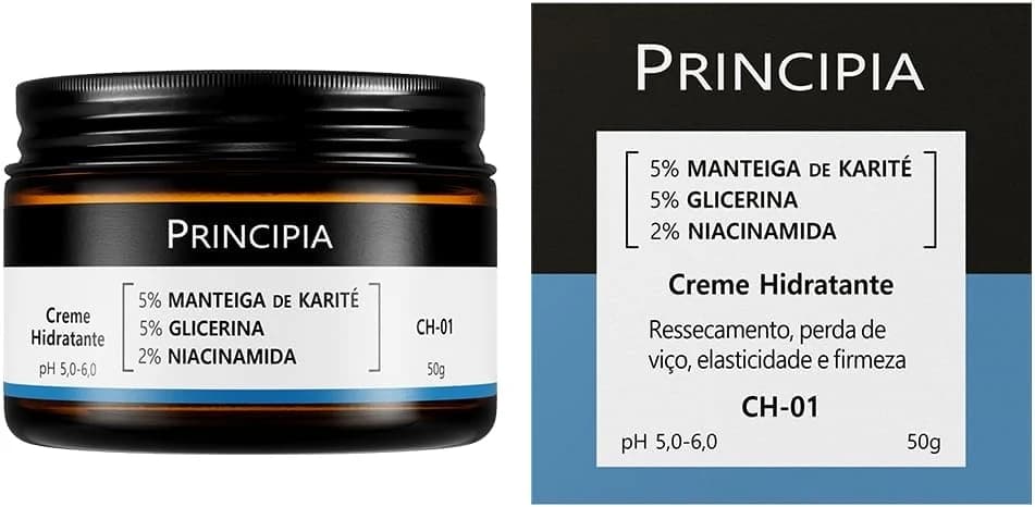 PRINCIPIA, Creme Hidratante Facial 5% Manteiga de Karité + 5% Glicerina + 2% Niacinamida 50g
