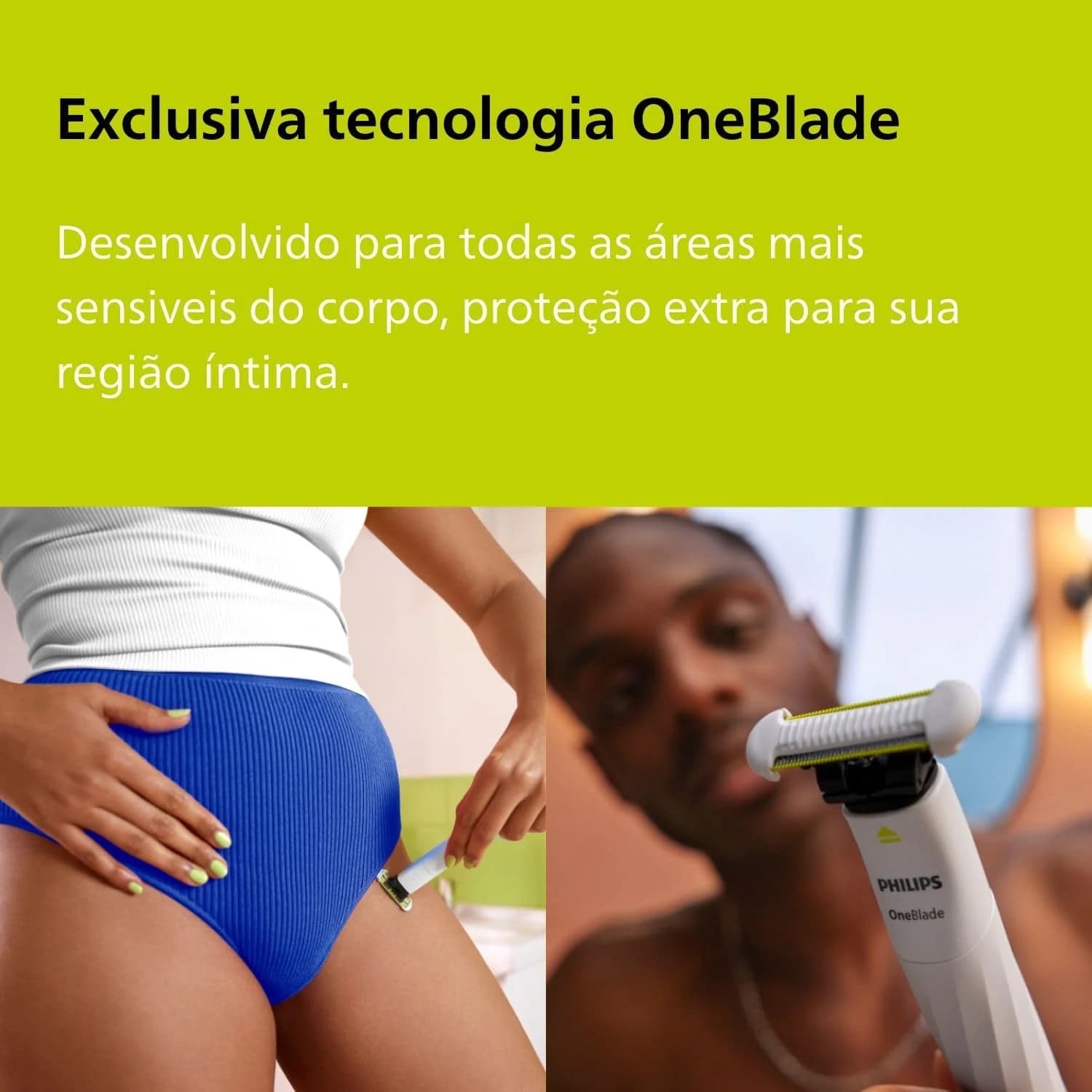 Aparador de Pelos Íntimo Philips OneBlade Intimate QP1924/10 À prova d'água - Bivolt