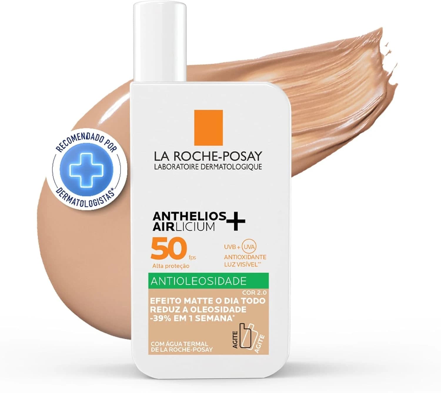 La Roche-Posay, Anthelios Airlicium, Protetor Solar Facial Antioleosidade com cor, 40g